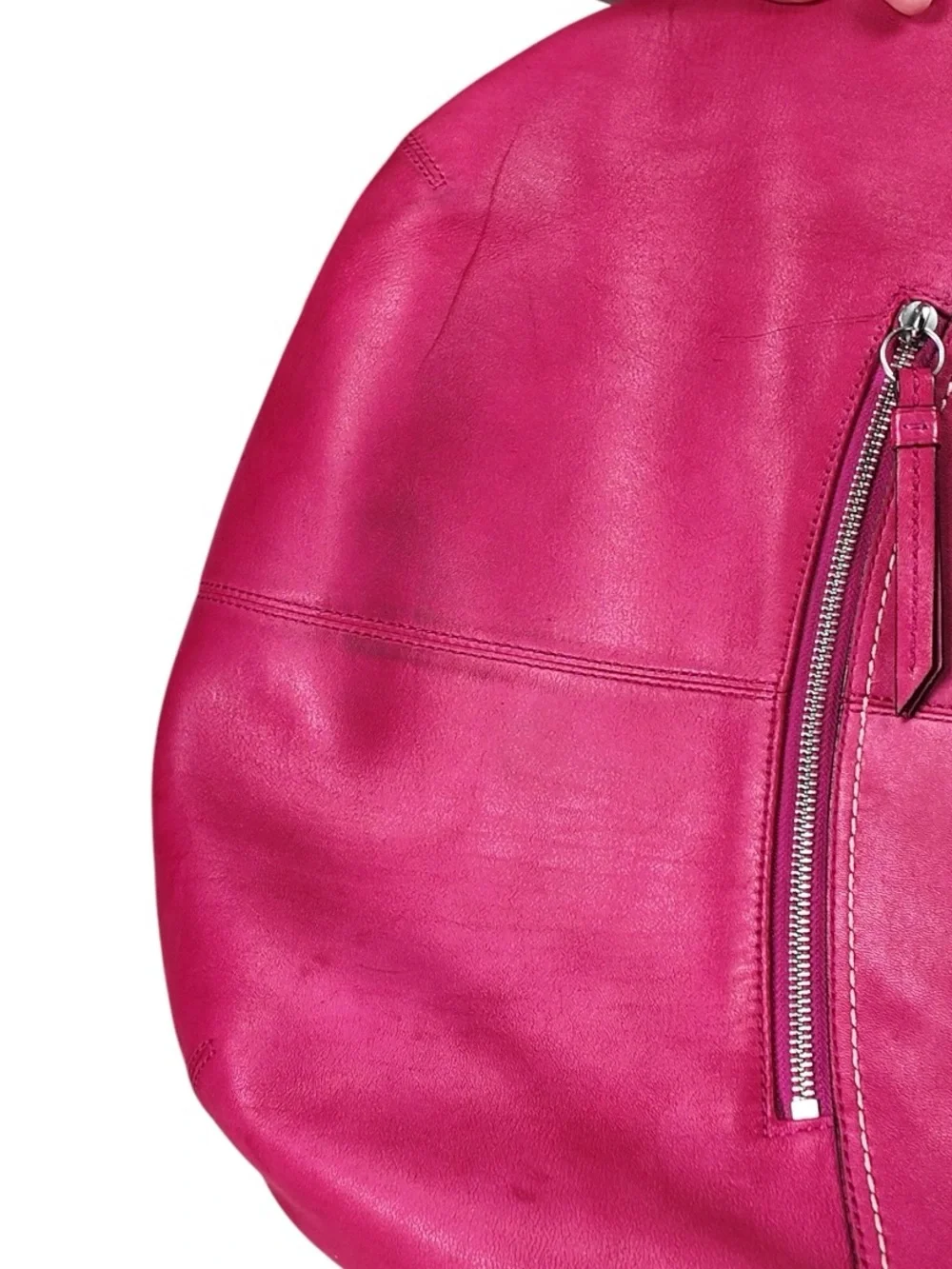 2009 Coach SoHo Pleated Leather Hobo Shoulder Bag Hot Pink Buckle F13731 Purse